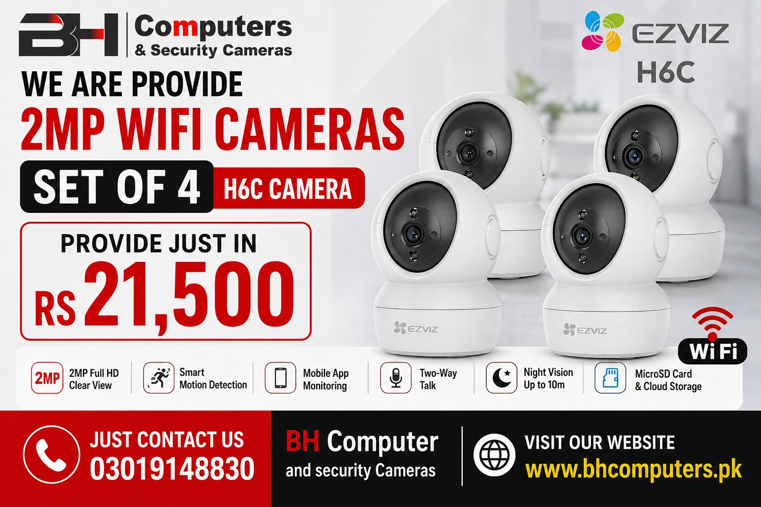 EZVIZ 2MP H6C CCTV Security Camera Package